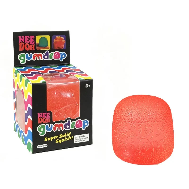 Needoh-Style Multicolor Gumdrop Squish Ball, Stress Relief Fidget Toy